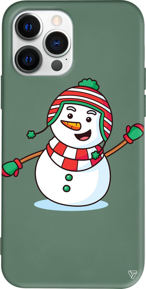 iPhone 15 Pro Uyumlu Yeşil Renkli Silikon Snowman 2 Telefon Kılıfı