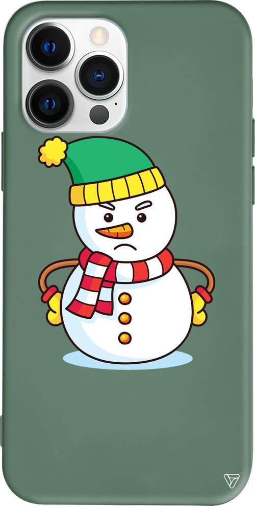 iPhone 15 Pro Uyumlu Yeşil Renkli Silikon Snowman 3 Telefon Kılıfı