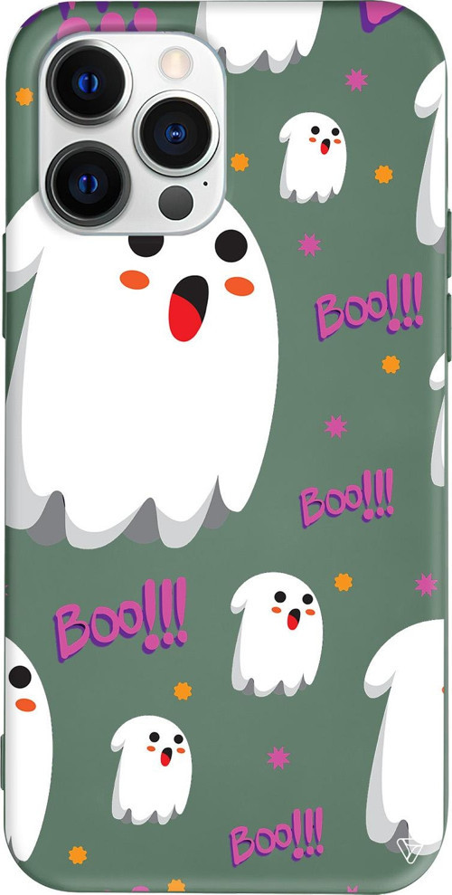iPhone 15 Pro Uyumlu Yeşil Renkli Silikon Ghost Boo! Telefon Kılıfı