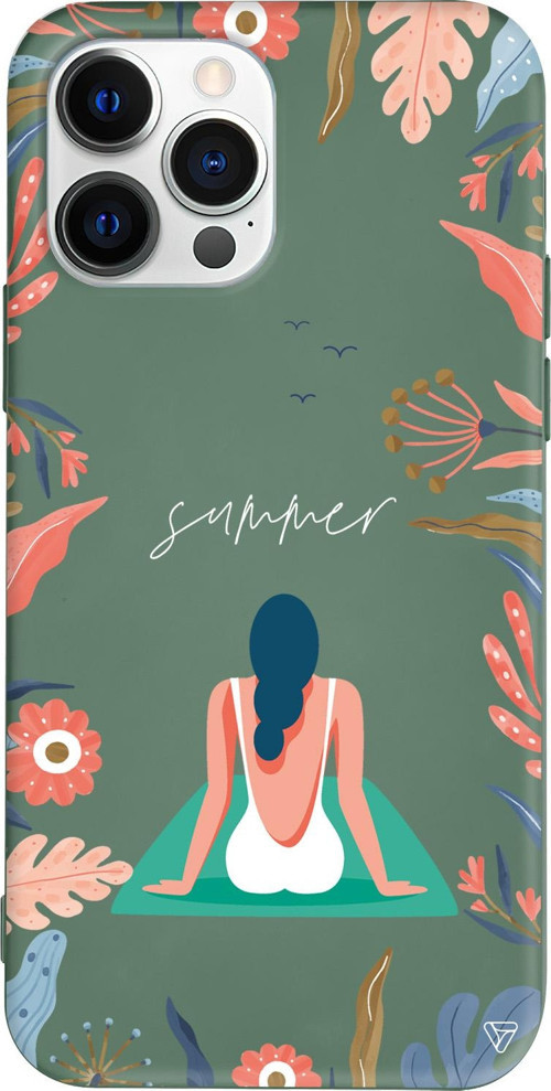 iPhone 15 Pro Uyumlu Yeşil Renkli Silikon Summer Vacation Telefon Kılıfı