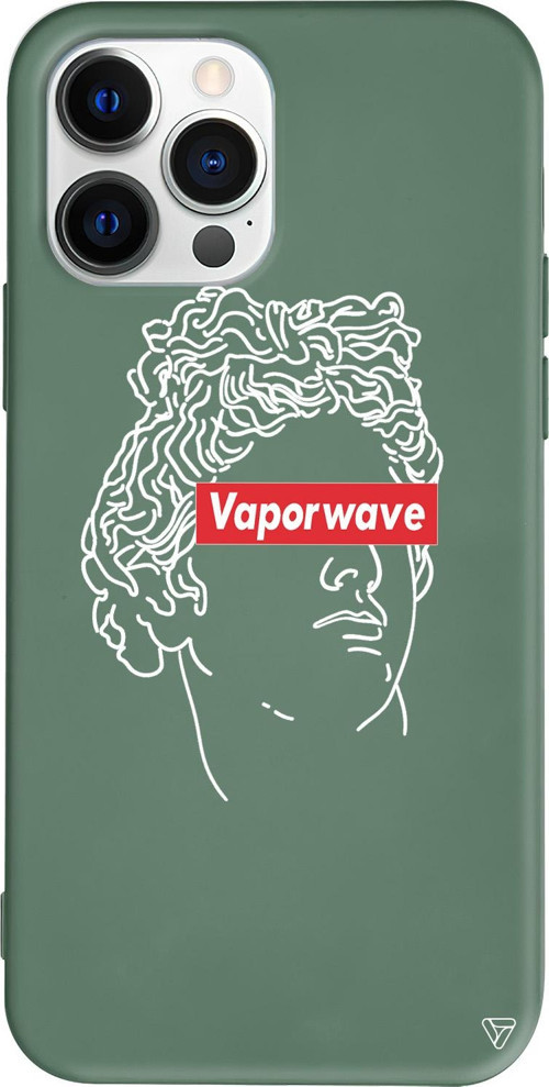 iPhone 15 Pro Uyumlu Yeşil Renkli Silikon Vaporwave Telefon Kılıfı