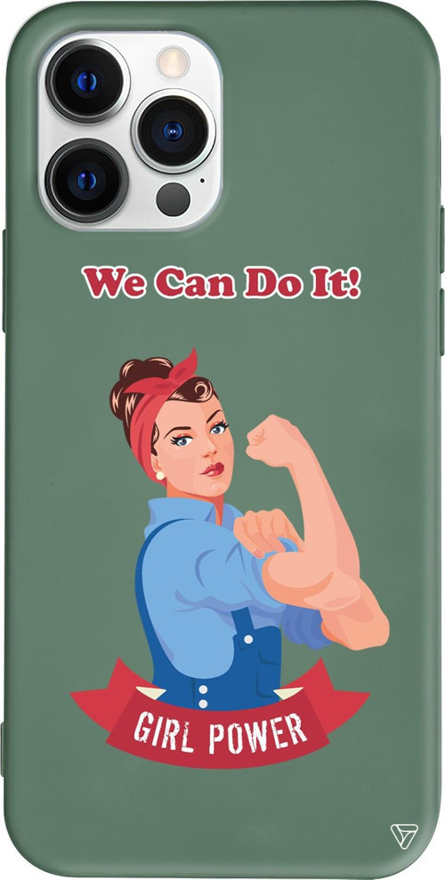 iPhone 15 Pro Uyumlu Yeşil Renkli Silikon We Can Do It! Telefon Kılıfı