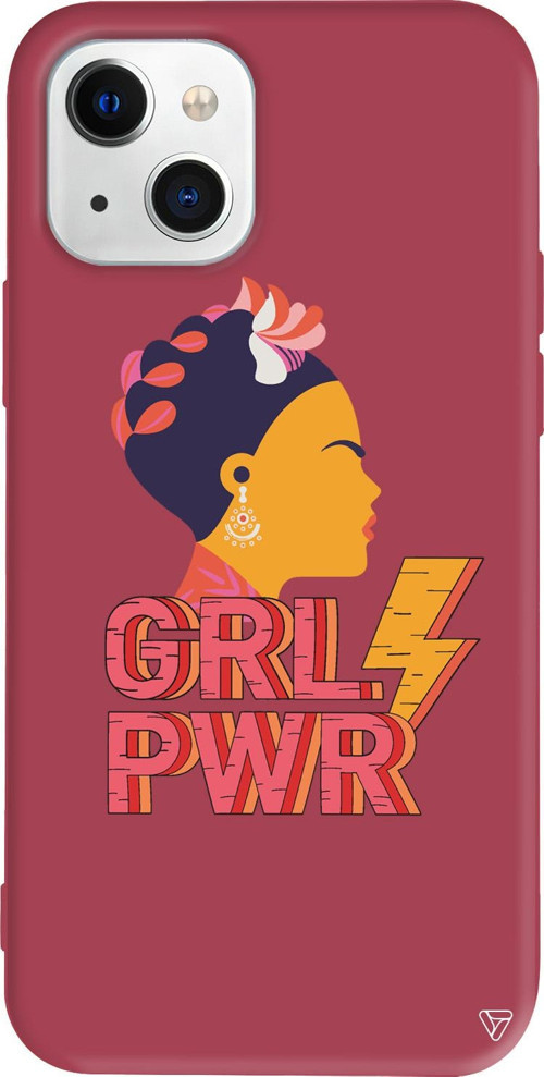 iPhone 15 Uyumlu Bordo Renkli Silikon Grl Pwr Girl Boss Koleksiyonu Telefon Kılıfı
