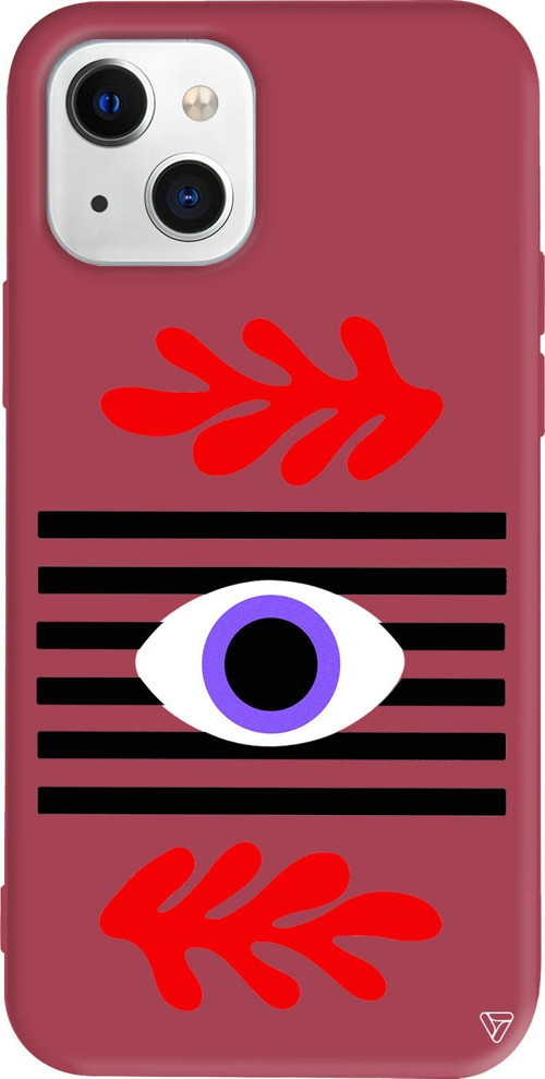 iPhone 15 Uyumlu Bordo Renkli Silikon Mor Göz Eyes on You Koleksiyonu Telefon Kılıfı