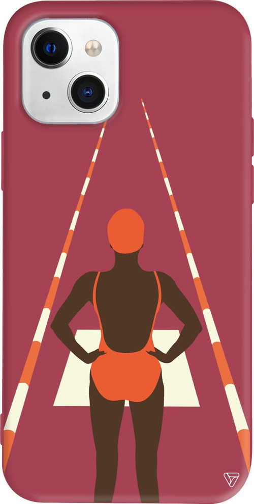 iPhone 15 Uyumlu Bordo Renkli Silikon Swimmer Girl Boss Koleksiyonu Telefon Kılıfı