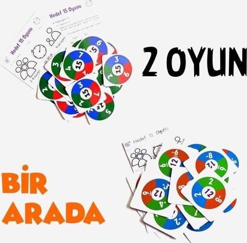 2li Matematik Oyun Seti - Hedef 15 ve Hedef 12 Tamsayılar bir arada - Eğlenceli Öğretici İşlem Oyunu