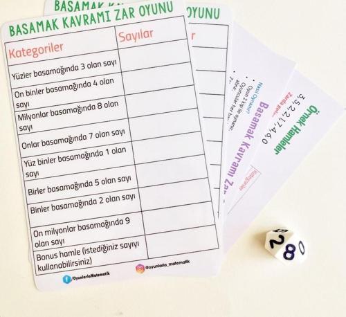 Basamak Kavramı Zar Oyunu - Matematik 5. sınıf İşlem Akıl Zeka Eğitici Eğlenceli Oyun