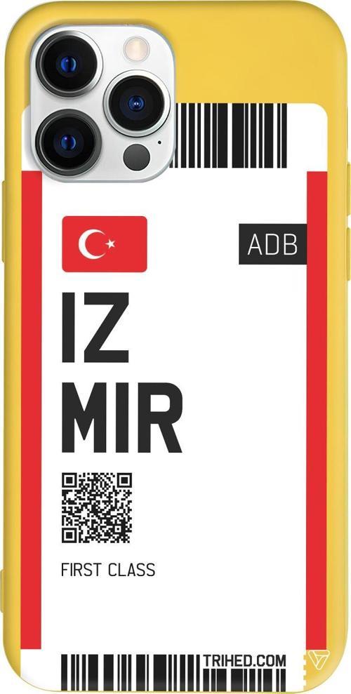 iPhone 15 Pro Uyumlu Sarı Renkli Silikon İzmir Bileti  Telefon Kılıfı