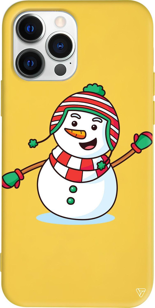 iPhone 15 Pro Uyumlu Sarı Renkli Silikon Snowman 2 Telefon Kılıfı