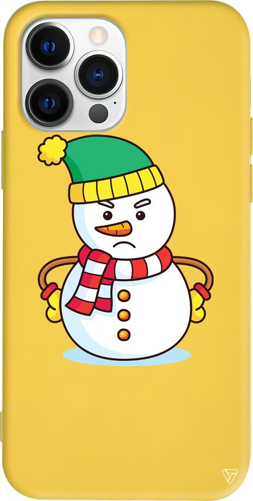 iPhone 15 Pro Uyumlu Sarı Renkli Silikon Snowman 3 Telefon Kılıfı