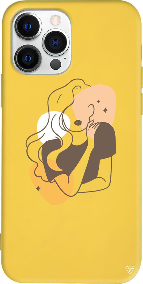 iPhone 15 Pro Uyumlu Sarı Renkli Silikon Sophia Telefon Kılıfı