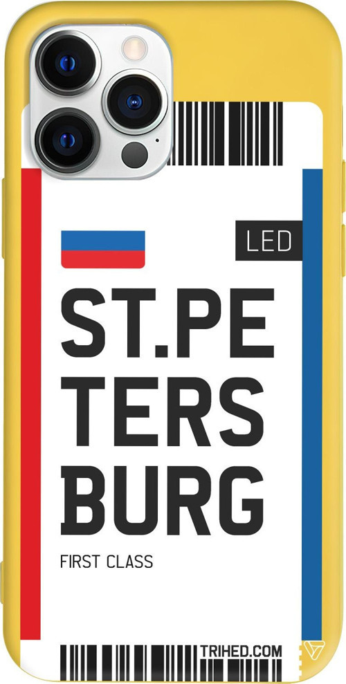 iPhone 15 Pro Uyumlu Sarı Renkli Silikon ST. Petersburg Bileti Telefon Kılıfı