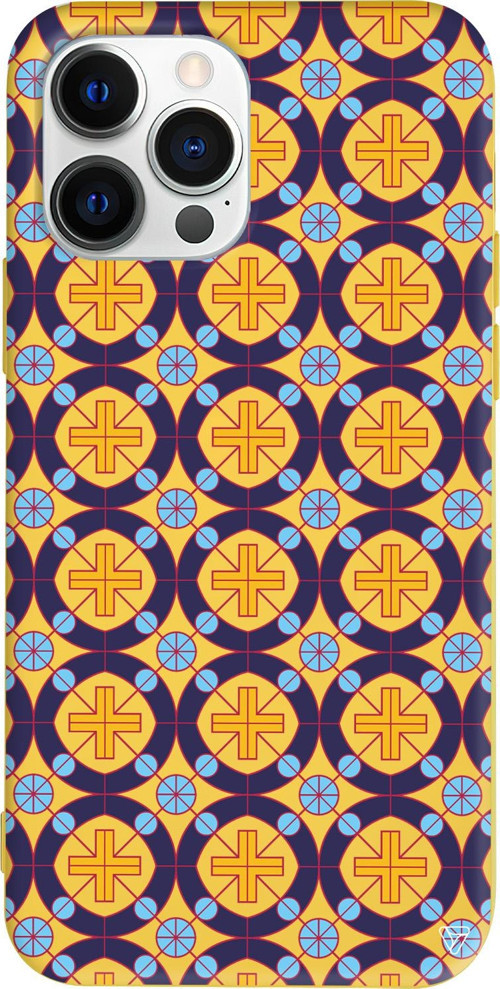 iPhone 15 Pro Uyumlu Sarı Renkli Silikon Ottomans Tiles Telefon Kılıfı