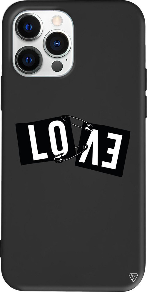 iPhone 15 Pro Uyumlu Siyah Renkli Silikon Love Telefon Kılıfı