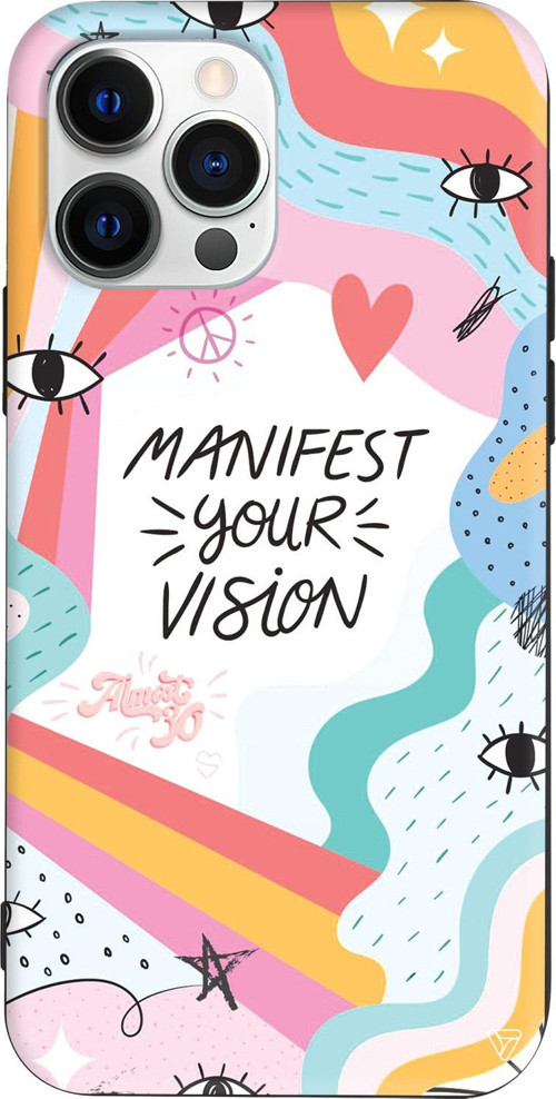 iPhone 15 Pro Uyumlu Siyah Renkli Silikon Manifest Your Vision Telefon Kılıfı