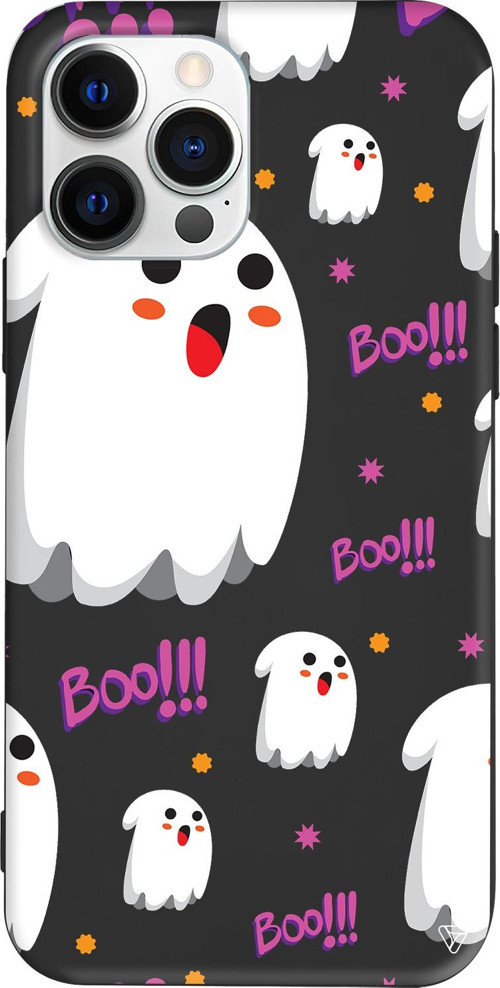 iPhone 15 Pro Uyumlu Siyah Renkli Silikon Ghost Boo! Telefon Kılıfı