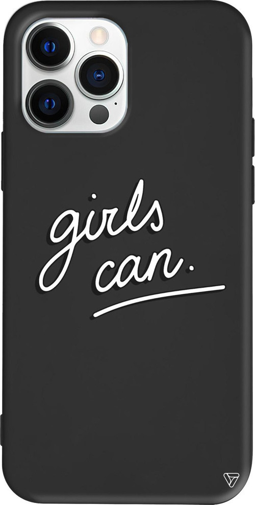 iPhone 15 Pro Uyumlu Siyah Renkli Silikon Girls Can! Telefon Kılıfı