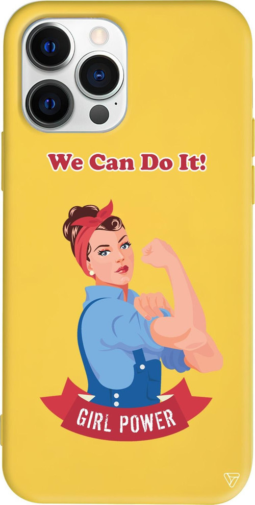 iPhone 15 Pro Uyumlu Sarı Renkli Silikon We Can Do It! Telefon Kılıfı
