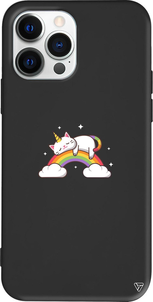 iPhone 15 Pro Uyumlu Siyah Renkli Silikon Caticorn 2 Telefon Kılıfı