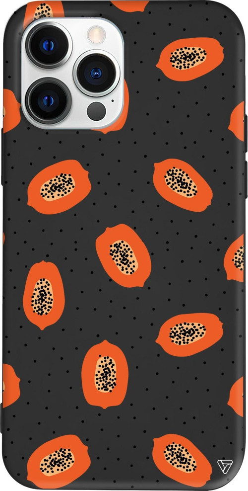 iPhone 15 Pro Uyumlu Siyah Renkli Silikon Papaya Telefon Kılıfı
