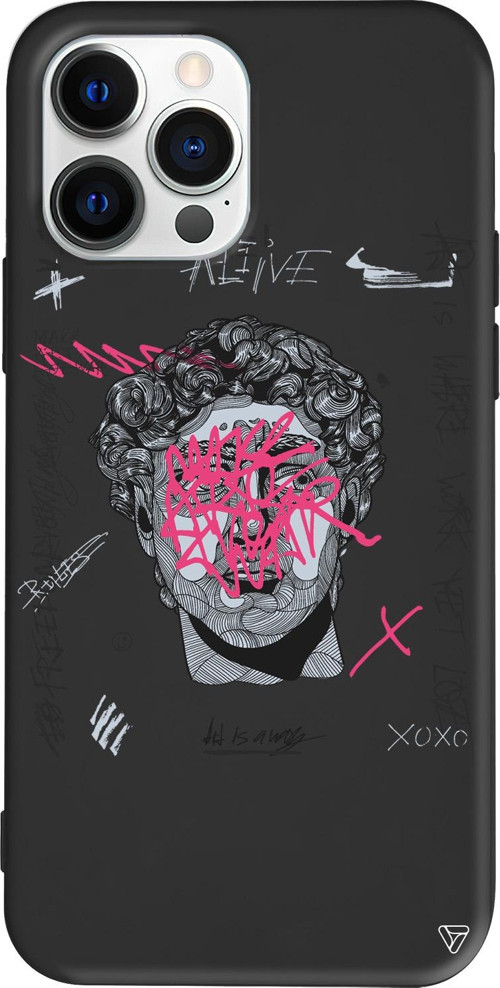 iPhone 15 Pro Uyumlu Siyah Renkli Silikon Punk David Telefon Kılıfı