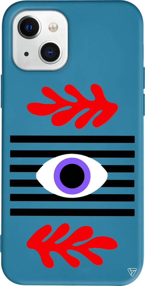 iPhone 15 Uyumlu Lacivert Renkli Silikon Mor Göz Eyes on You Koleksiyonu Telefon Kılıfı
