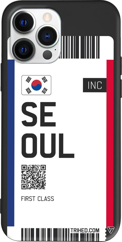 iPhone 15 Pro Uyumlu Siyah Renkli Silikon Seoul Bileti Telefon Kılıfı