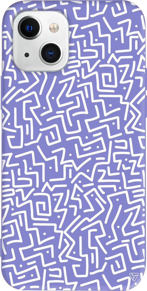 iPhone 15 Uyumlu Lila Renkli Silikon Sweet Doodle White Desenler Koleksiyonu Telefon Kılıfı