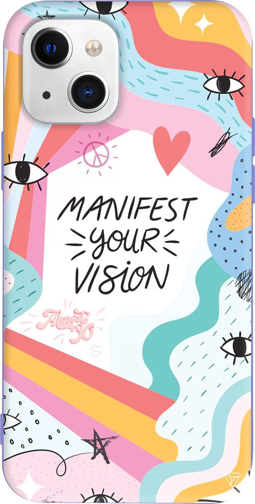 iPhone 15 Uyumlu Lila Renkli Silikon Manifest Your Vision Eyes on You Koleksiyonu Telefon Kılıfı