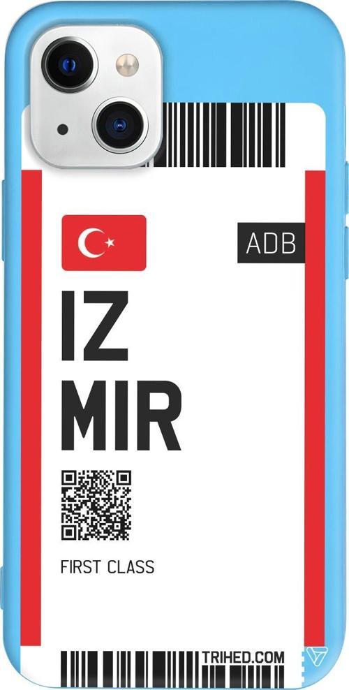iPhone 15 Uyumlu Mavi Renkli Silikon İzmir Bileti Travel Koleksiyonu Telefon Kılıfı