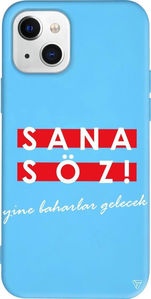 iPhone 15 Uyumlu Mavi Renkli  Sana Söz Yine Baharlar Gelecek Telefon Kılıfı