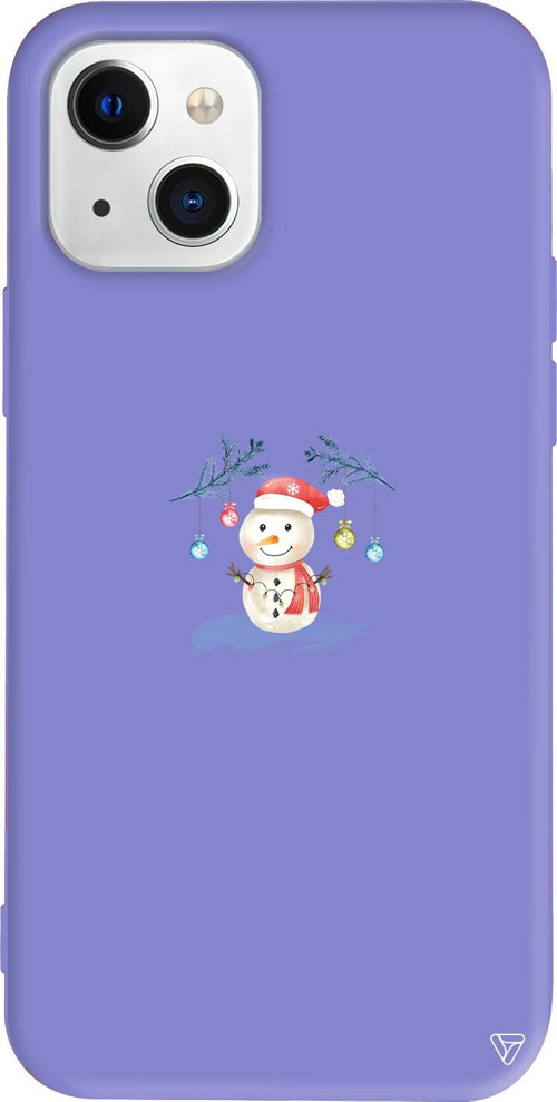 iPhone 15 Uyumlu Lila Renkli Silikon Sugar Snowman Christmas Koleksiyonu Telefon Kılıfı