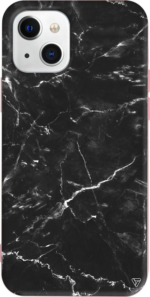 iPhone 15 Uyumlu Pembe Renkli Silikon Black Marble 2 Mermer Koleksiyonu Telefon Kılıfı