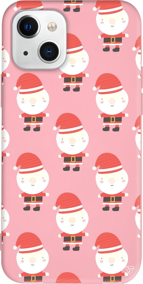 iPhone 15 Uyumlu Pembe Renkli Silikon Cartoon Claus Christmas Koleksiyonu Telefon Kılıfı