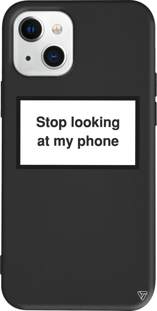 iPhone 15 Uyumlu Siyah Renkli Stop looking at my phone. Telefon Kılıfı