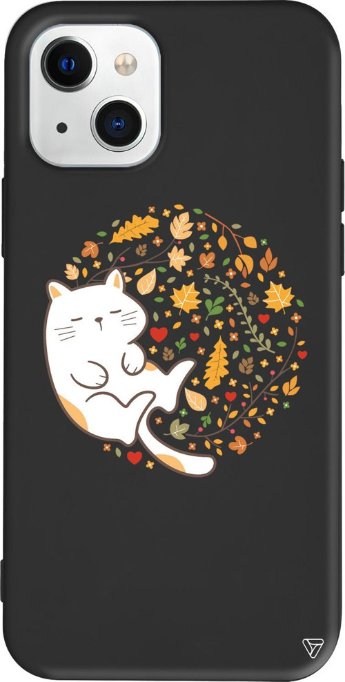iPhone 15 Uyumlu Siyah Renkli Silikon Uyuyan Kedi Animal Koleksiyonu Telefon Kılıfı
