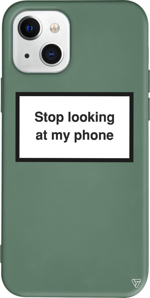 iPhone 15 Uyumlu Yeşil Renkli Stop looking at my phone. Telefon Kılıfı