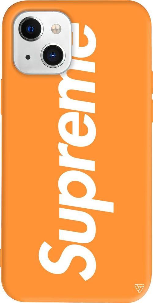 iPhone 15 Uyumlu Turuncu Renkli Silikon Supreme Mottolar Koleksiyonu Telefon Kılıfı