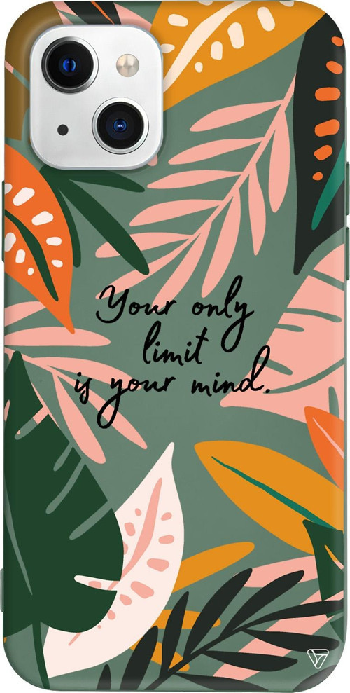 iPhone 15 Uyumlu Yeşil Renkli Silikon Limit is Your Mind Floral Koleksiyonu Telefon Kılıfı