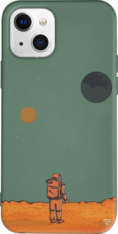 iPhone 15 Uyumlu Yeşil Renkli Silikon Mars Space Koleksiyonu Telefon Kılıfı