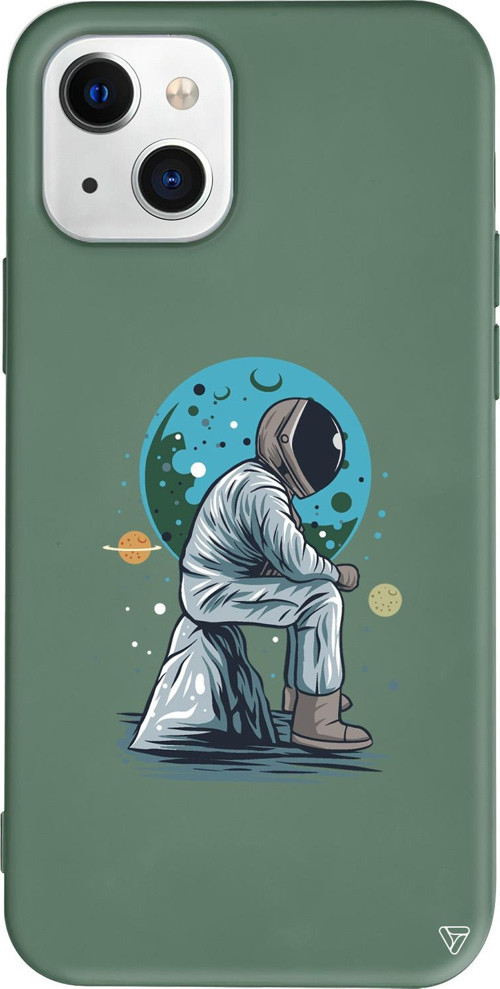 iPhone 15 Uyumlu Yeşil Renkli Silikon Forever Alone Space Koleksiyonu Telefon Kılıfı