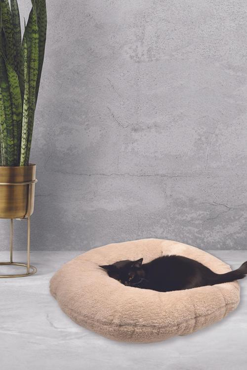 Welsoft & Silikon Dolgulu Köpek Kedi Yatağı Yıkanabilir Yumuşak Peluş Kedi Minderi Uyku Minderi