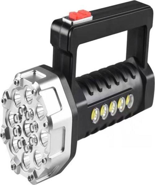 Şarjlı 17 Ledli Ultra Güçlü Profesyonel El Feneri Şarj Göstergeli Su Geçirmez Cob Led Fener Işıldak