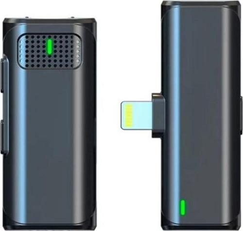 V8 İphone Lightning Uyumlu Kablosuz Yaka Mikrofonu Klipsli Şarj Ve Taşıma Kutulu