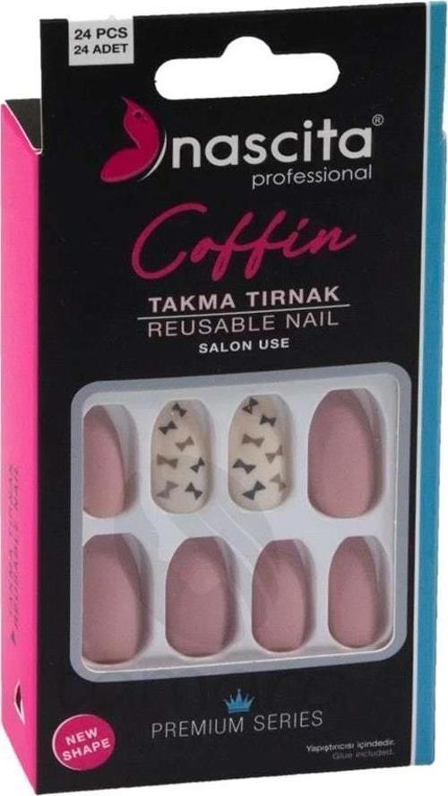  NASNAIL00145 24 LÜ RENKLİ TAKMA TIRNAK COFFIN