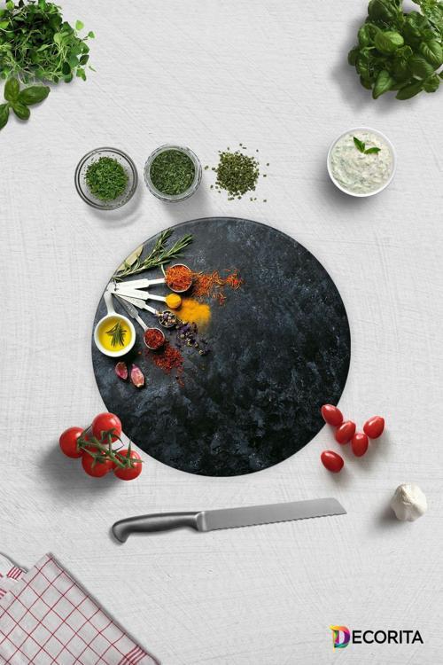 Cam Kesme Tahtası - Cam Kesme Tablası | Baharat Çeşnisi | Çap32cm