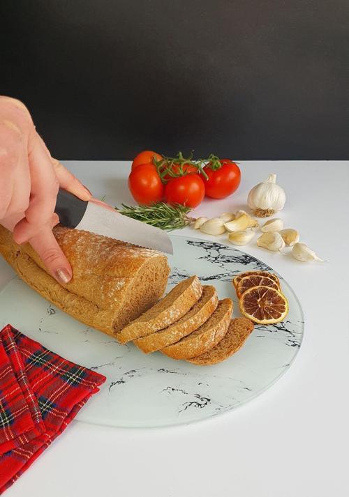 Cam Kesme Tahtası - Cam Kesme Tablası | Beyaz Mermer Görünümlü | Çap32cm