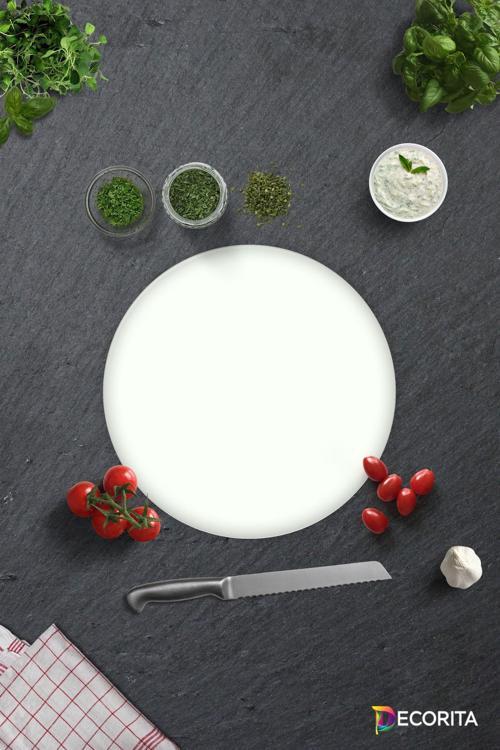 Cam Kesme Tahtası - Cam Kesme Tablası | Düz Renk - Beyaz | Çap32cm