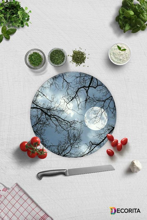 Cam Kesme Tahtası - Cam Kesme Tablası | Gece Desen | Çap32cm