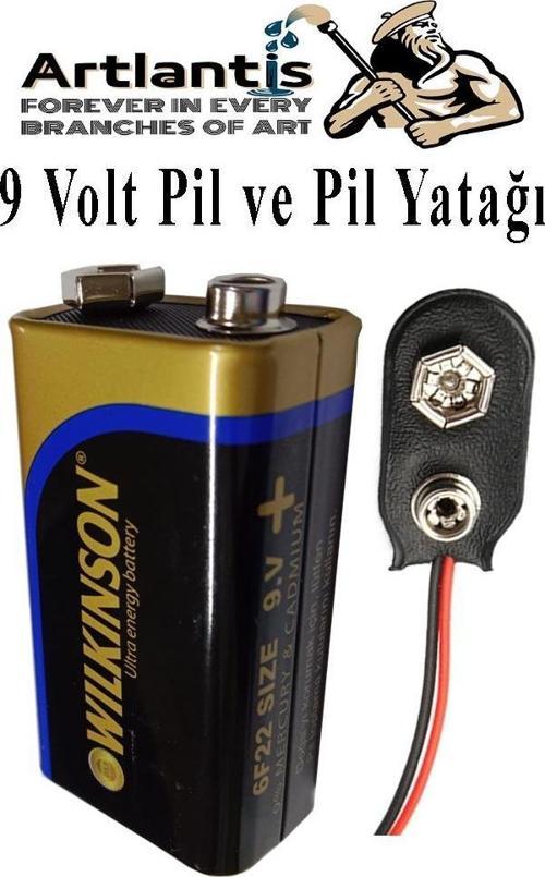 9 Volt Pil ve Pil Yatağı 1 Adet 9V Pil Yuvası İkili 9V Pil Başlığı Pil Tutucu Çift Başlıklı Kare Pil Okul Elektrik Deney